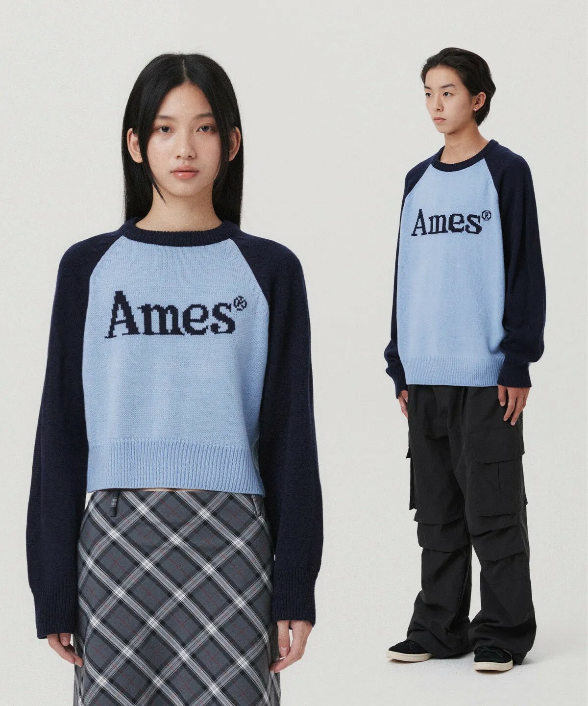 [UNISEX] AMES - BASIC RAGLAN PULLOVER KNIT (BLUE)