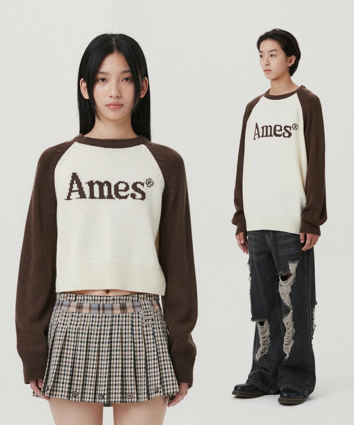 [UNISEX] AMES - BASIC RAGLAN PULLOVER KNIT (BROWN)