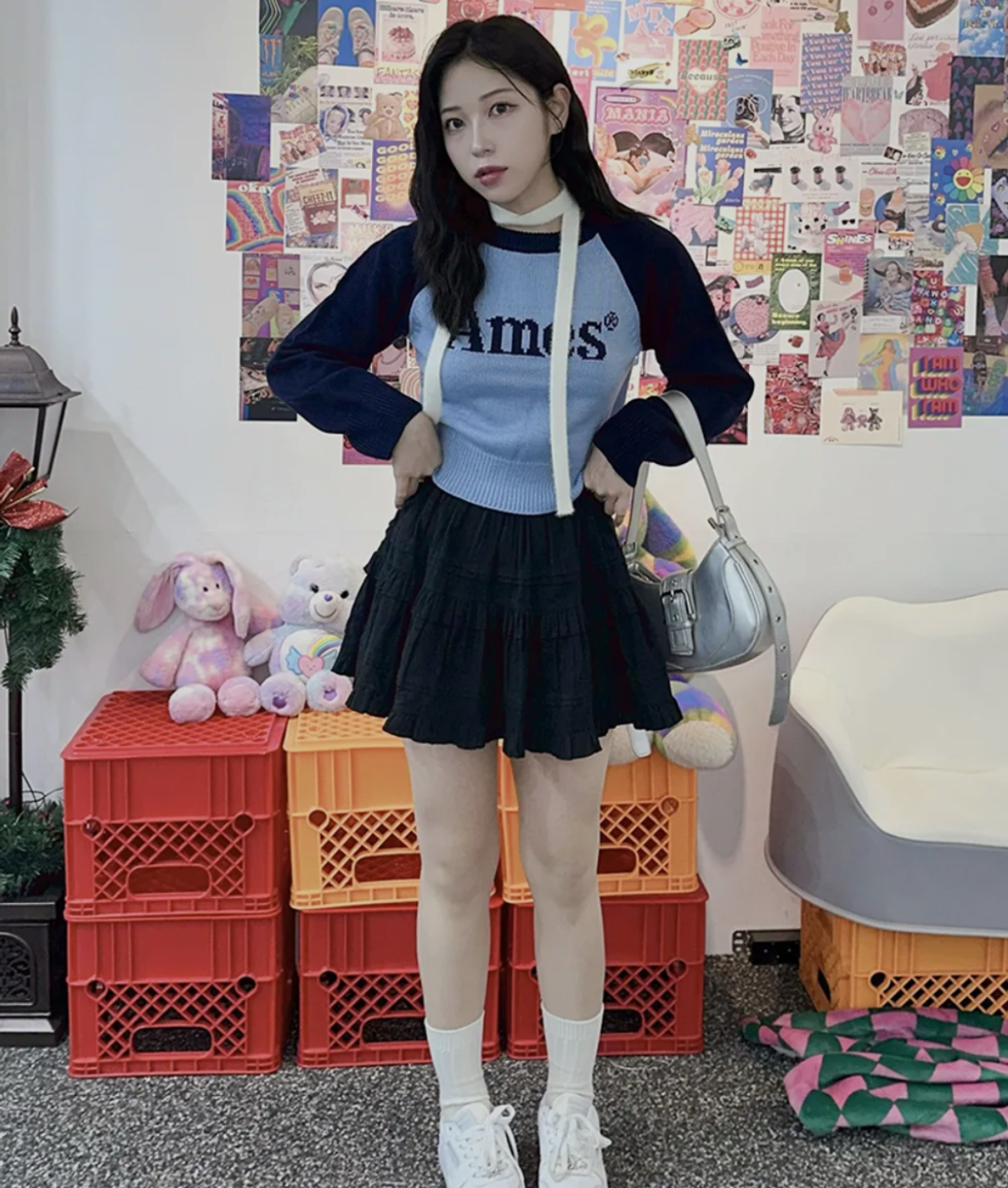 [UNISEX] AMES - BASIC RAGLAN PULLOVER KNIT (BLUE)