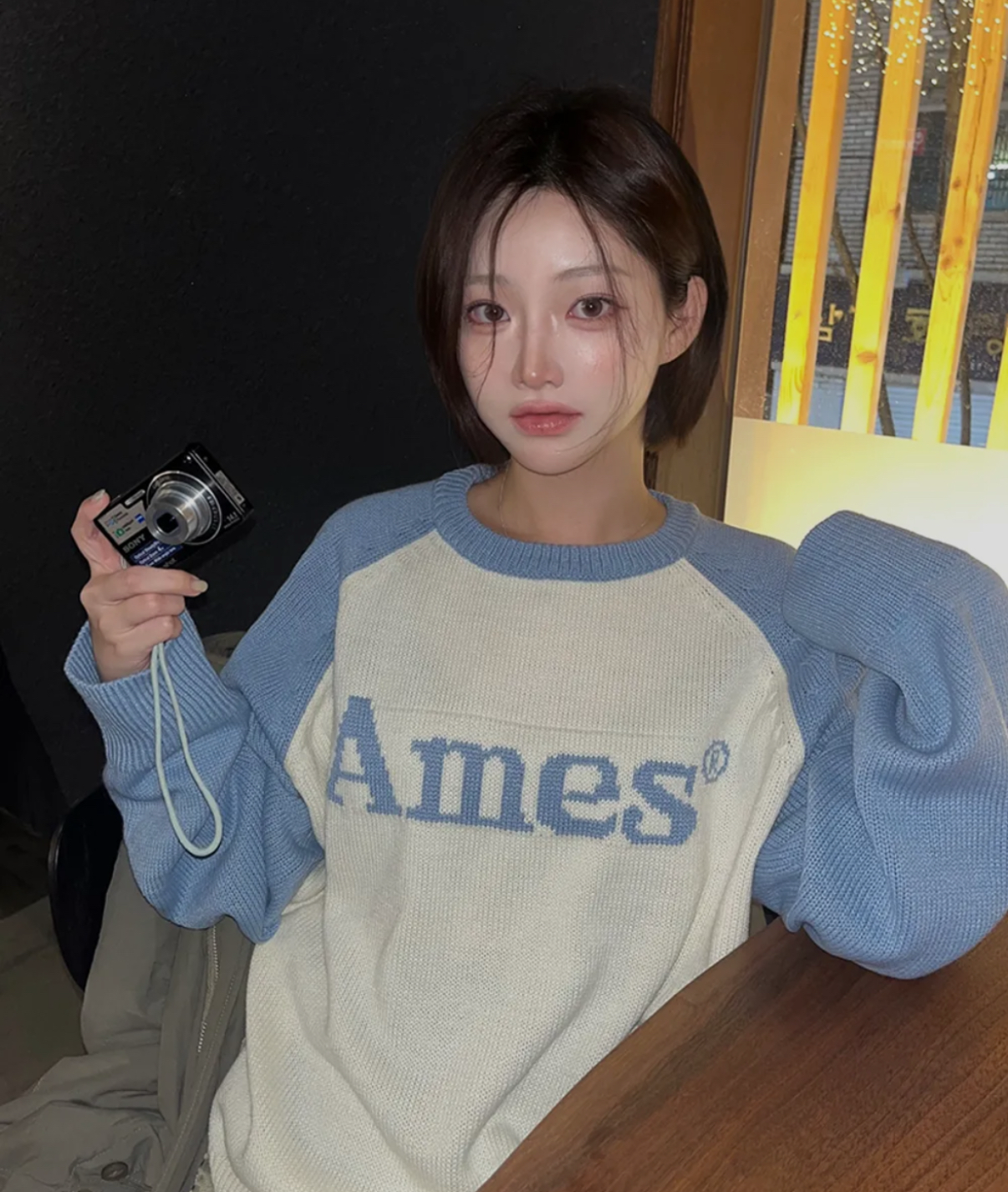 [UNISEX] AMES - BASIC RAGLAN PULLOVER KNIT (LIGHT BLUE)