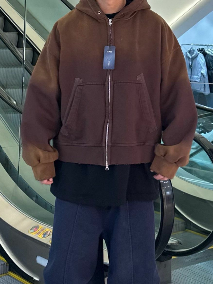 洗水淨色連帽拉鍊外套(抓毛底) PURE-143JK