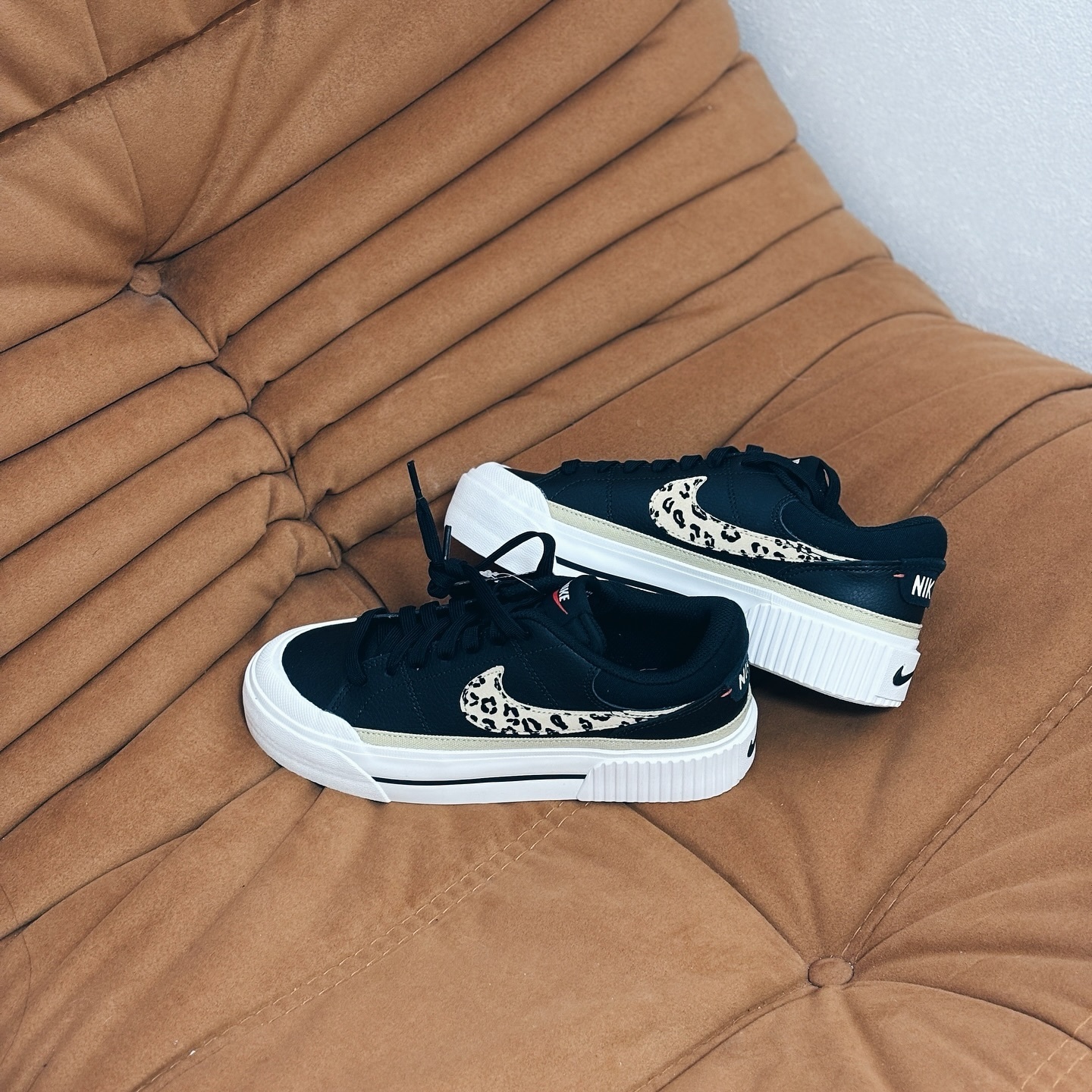 Nike Court Legacy Lift 日本新款 豹紋 黑色 增高 厚底鞋 HF9548-001