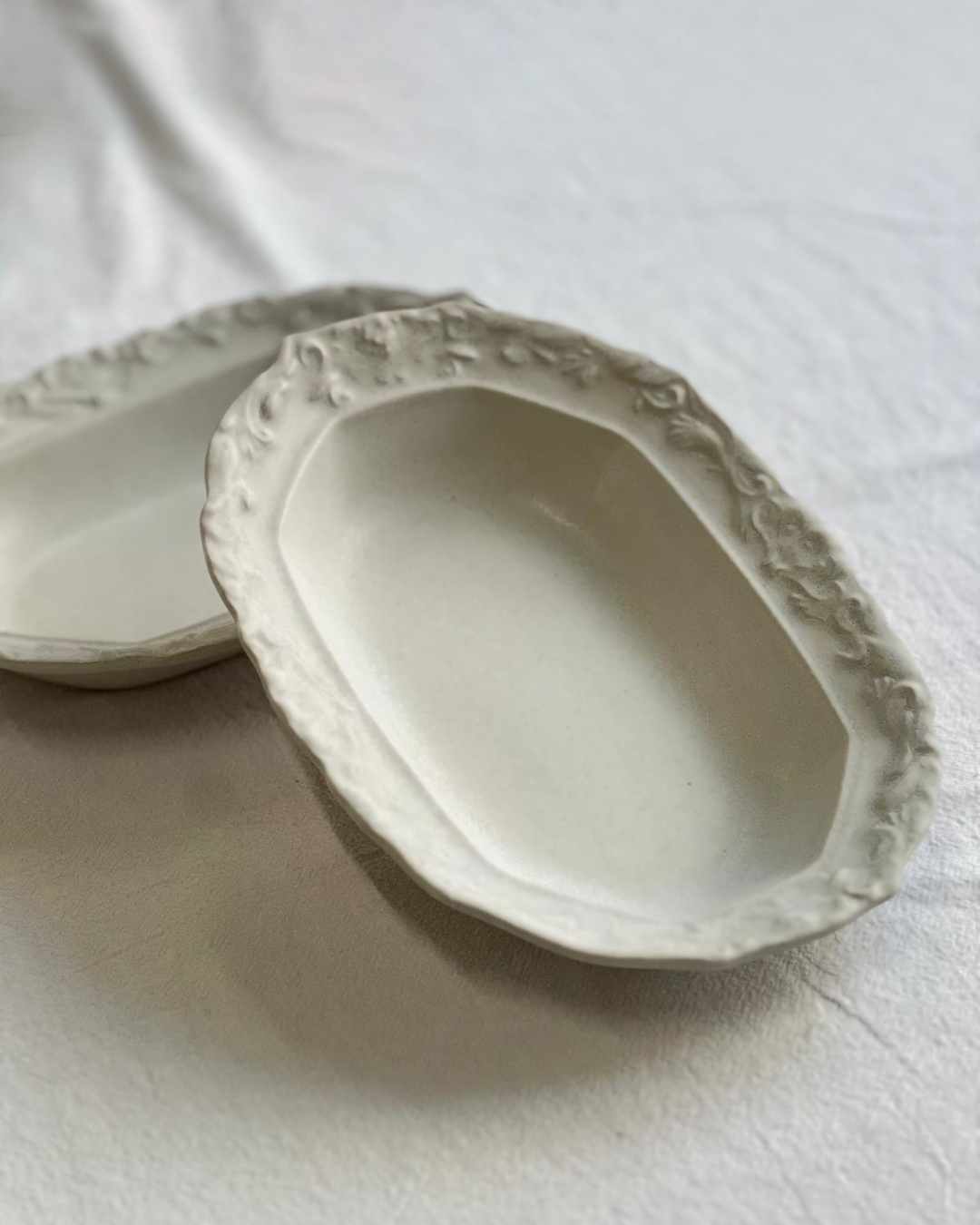歐式復古系列 白銀 橢圓深盤｜益子燒