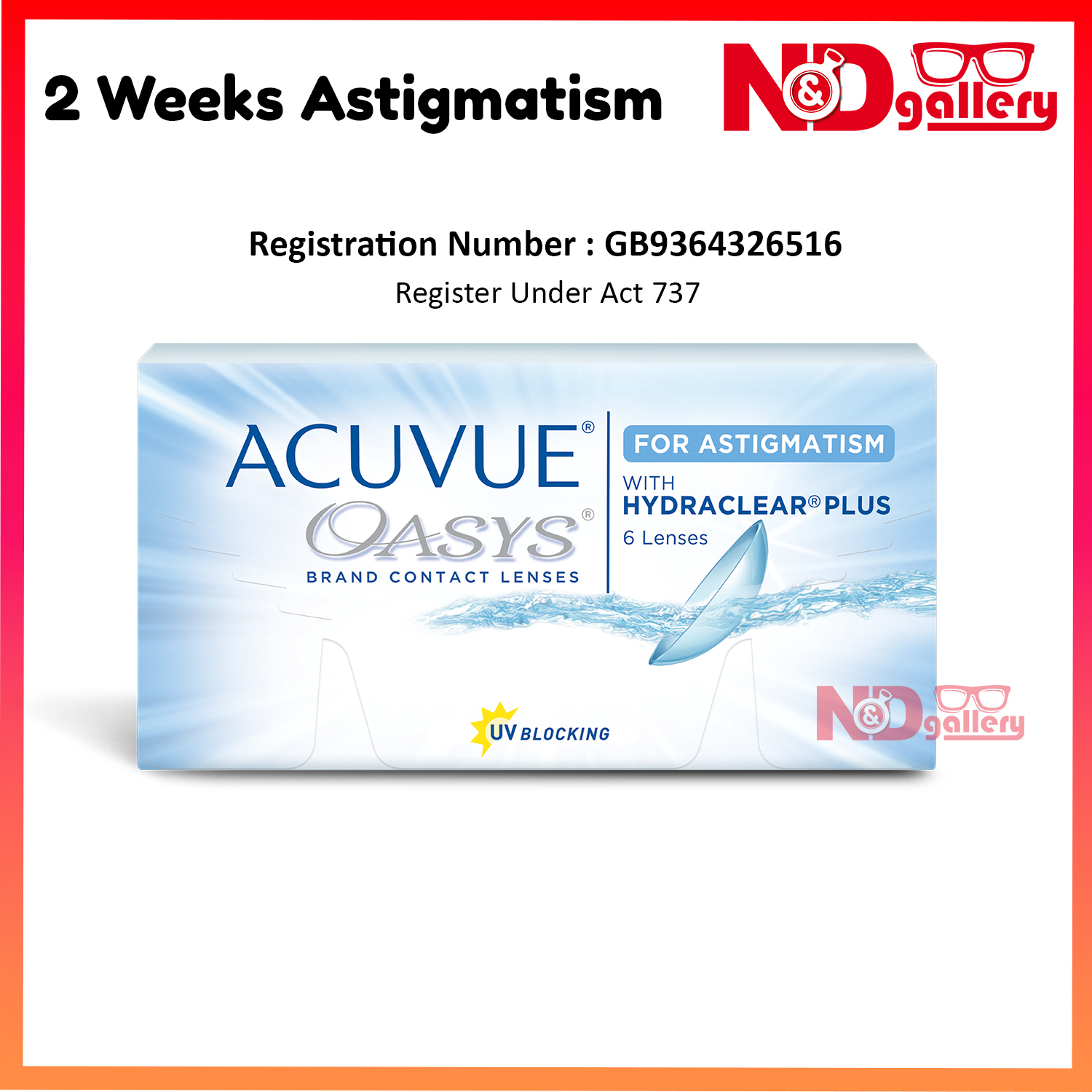 ACUVUE® OASYS 2-Week for ASTIGMATISM 6pcs/box + 1 pc , Clear contact Lens ( Pre order 7 to 10 Days)