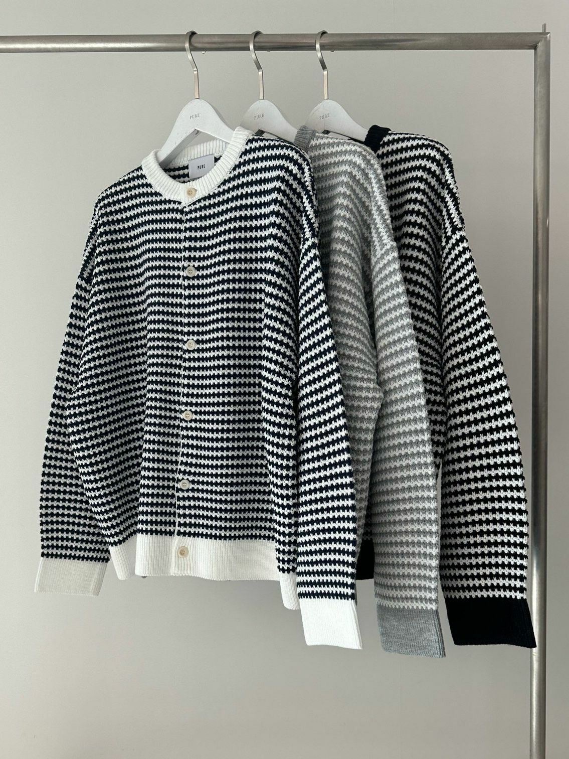 橫紋開胸針織外套 PURE-146JK