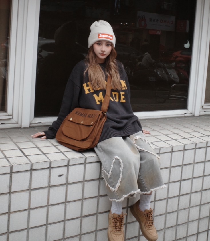 HUMAN MADE 北極熊針織愛心 大後圖毛衣 橄欖綠/炭灰色