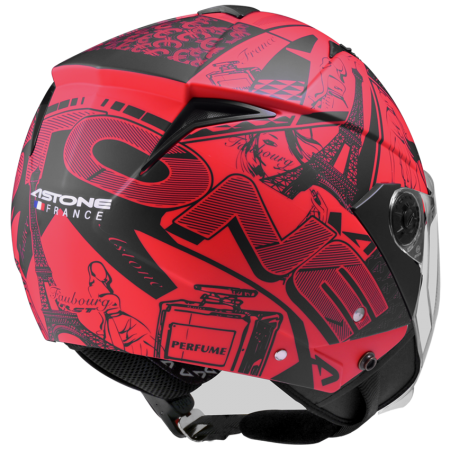 ASTONE RST 平光紅 AQ7黑 彩繪 內墨片 3/4罩式帽款
