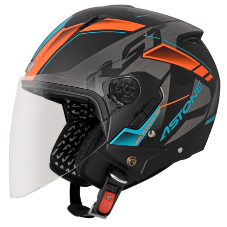 ASTONE RST 平黑 AQ9 橘 彩繪 內墨片 3/4罩式帽款