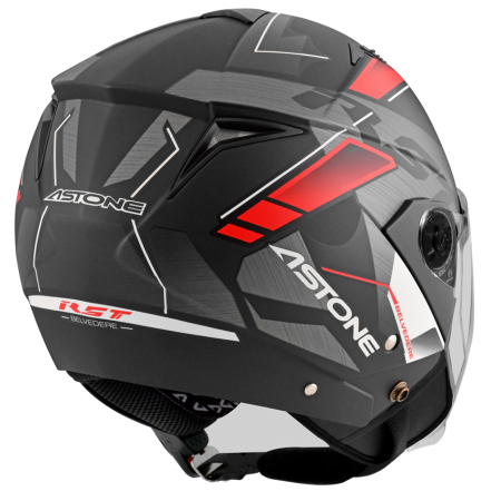 ASTONE RST 平黑 AQ9 紅 彩繪 內墨片 3/4罩式帽款