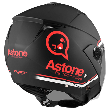 ASTONE RST 平黑 AQ11 紅 彩繪 內墨片 3/4罩式帽款