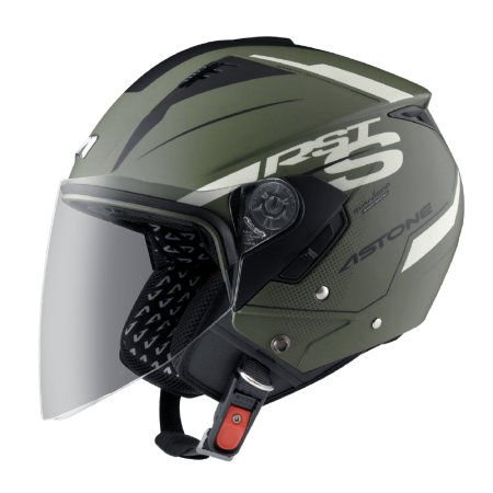 ASTONE RST AQ13 平灰綠 彩繪 內墨片 3/4罩式帽款