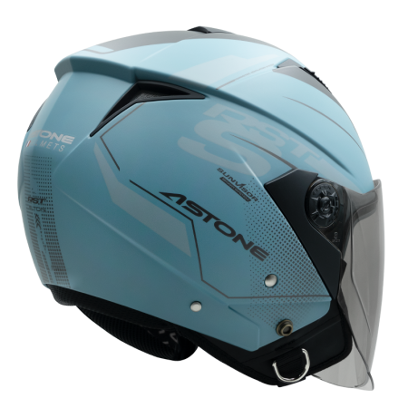 ASTONE RST AQ13 平冰河藍 彩繪 內墨片 3/4罩式帽款