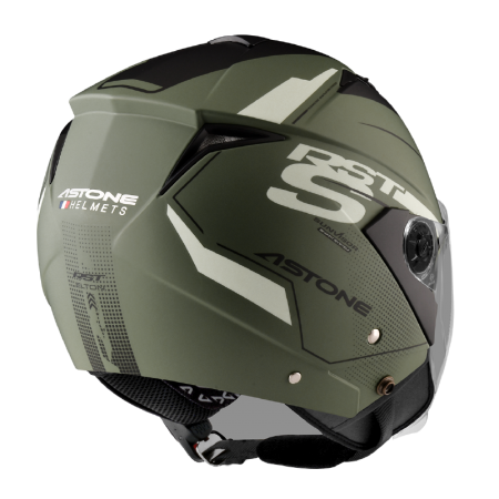 ASTONE RST AQ13 平灰綠 彩繪 內墨片 3/4罩式帽款