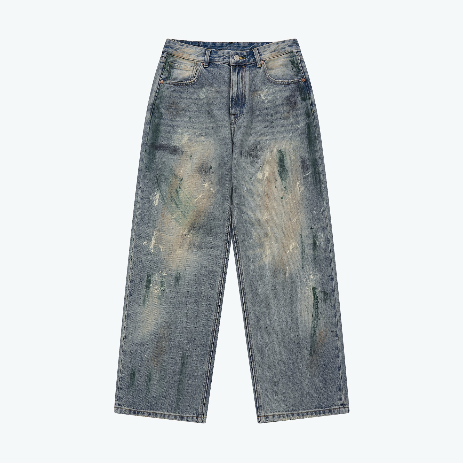 SENSE Washed Paint Splattered Jeans
