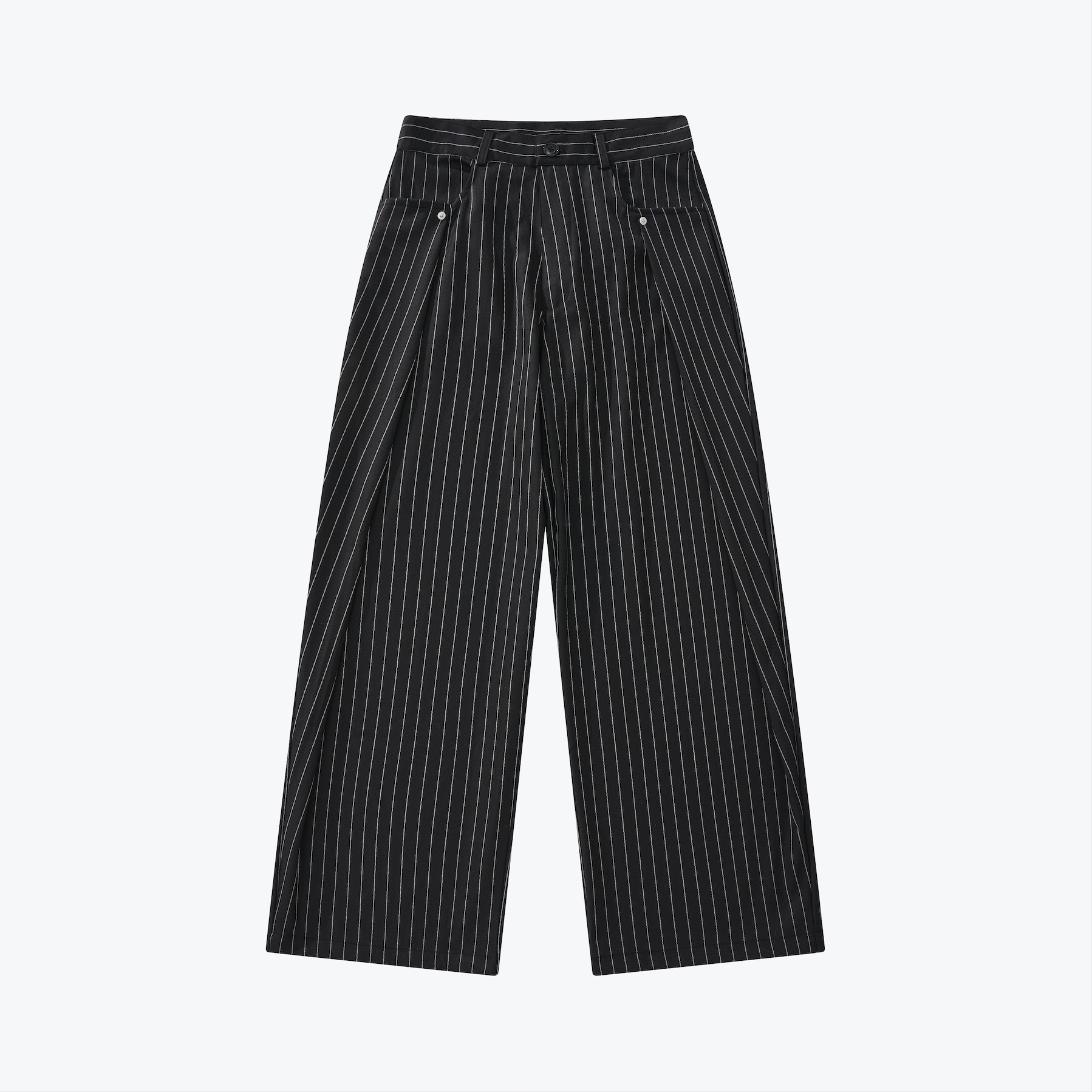 SENSE Pleated Wide Leg Stripe Trousers