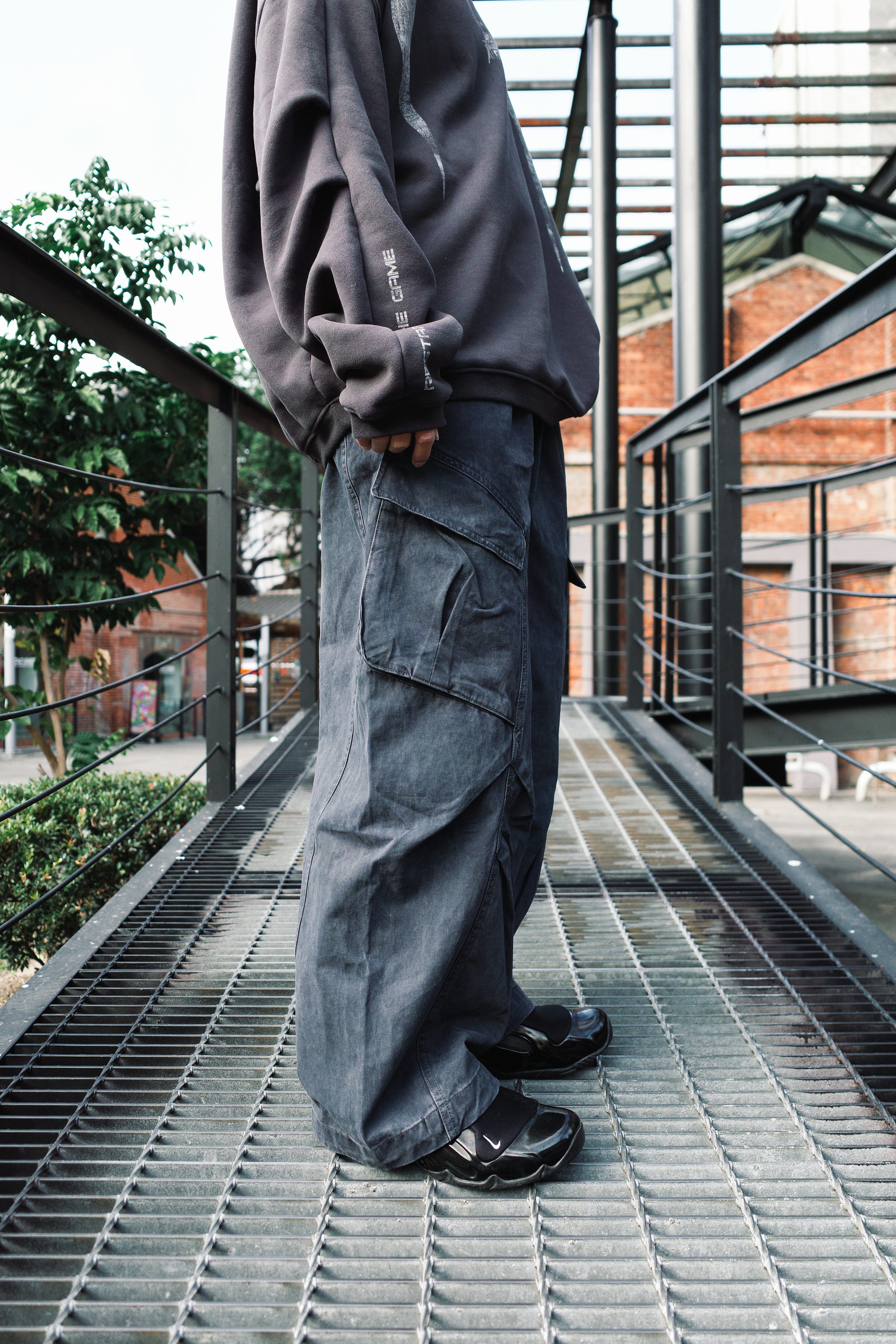 『Always_Good』多口袋 斜紋布 立體剪裁 皺褶 工裝 長褲