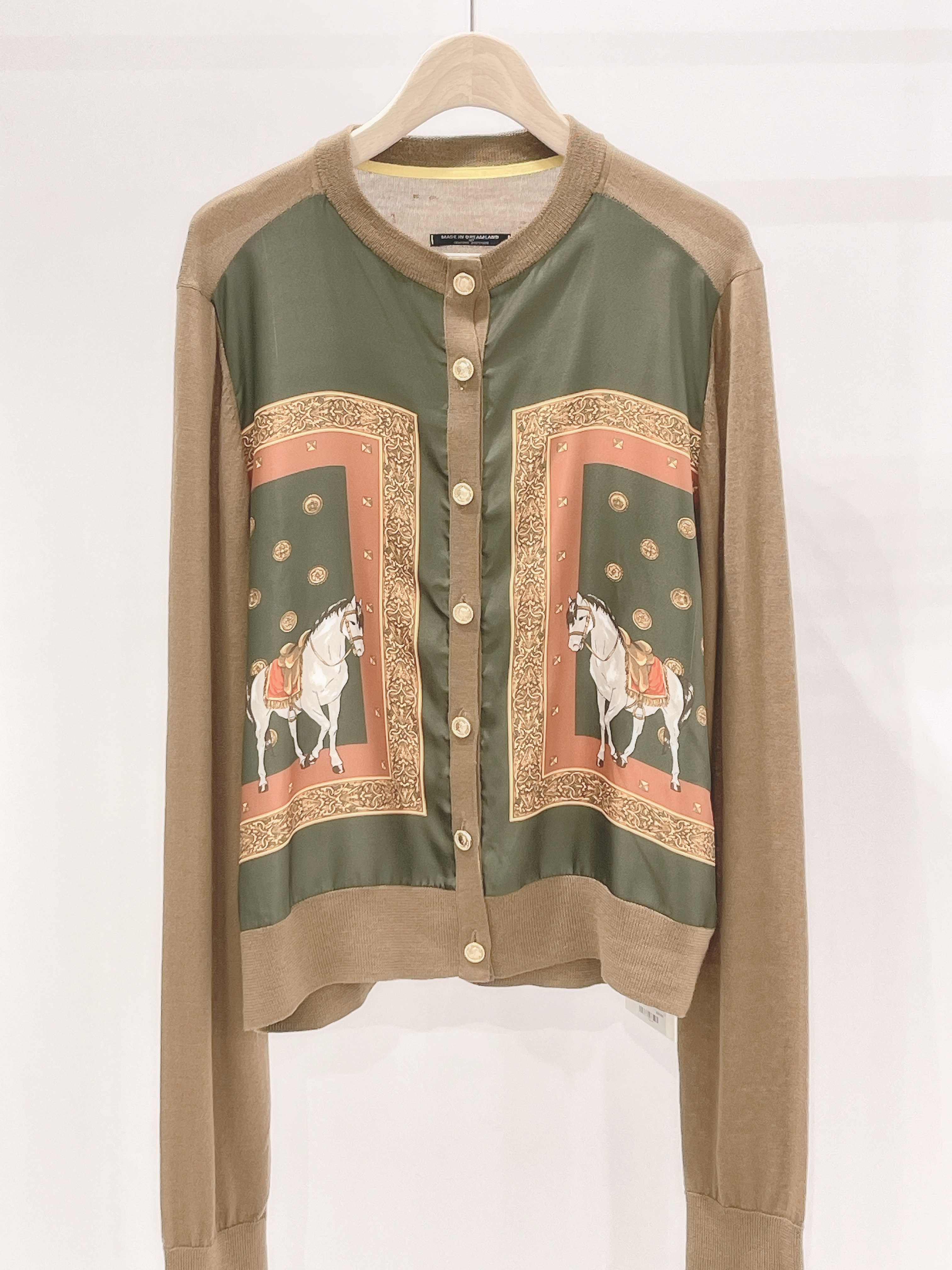 絲巾馬圖針織外套