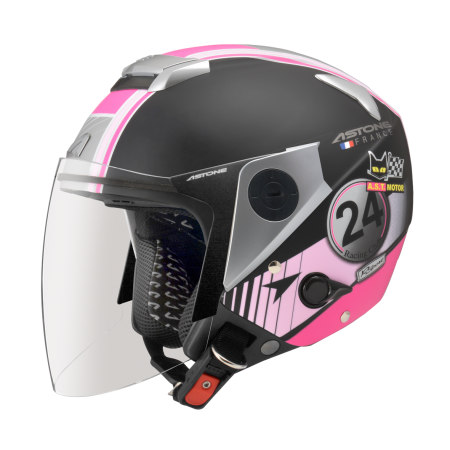 ASTONE RS 平光黑 T62桃紅 彩繪 內墨片 3/4罩式帽款