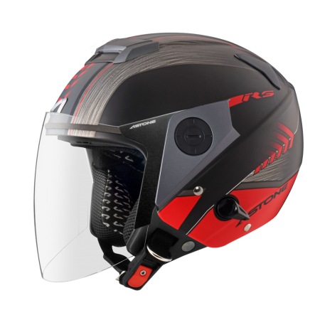 ASTONE RS 平光黑 T65 紅 彩繪 內墨片 3/4罩式帽款