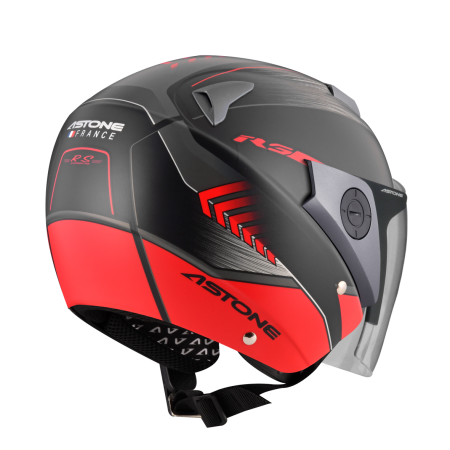 ASTONE RS 平光黑 T65 紅 彩繪 內墨片 3/4罩式帽款