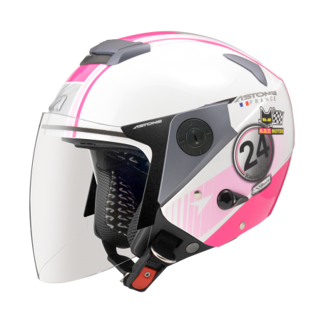 ASTONE RS 白 T62桃 彩繪 內墨片 3/4罩式帽款