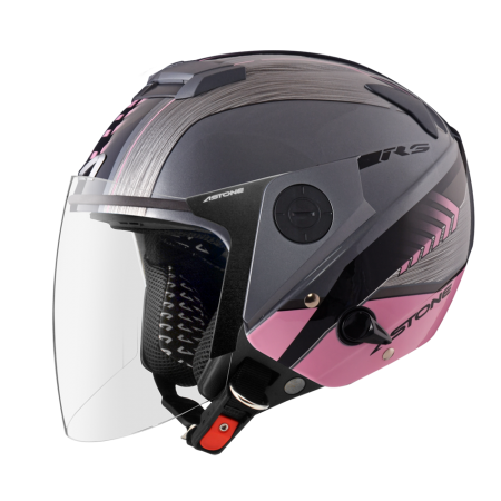 ASTONE RS 新灰 T65 粉紅 彩繪 內墨片 3/4罩式帽款