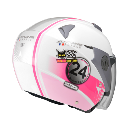 ASTONE RS 白 T62桃 彩繪 內墨片 3/4罩式帽款