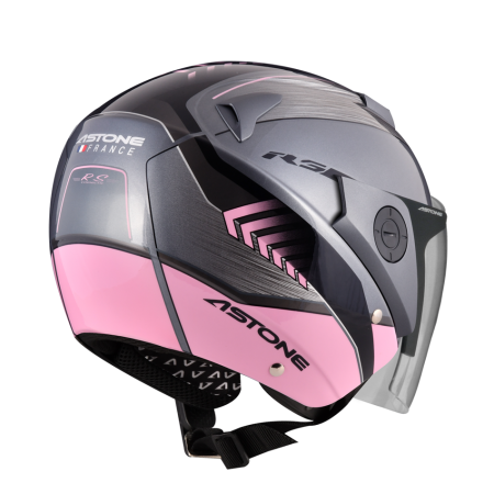 ASTONE RS 新灰 T65 粉紅 彩繪 內墨片 3/4罩式帽款