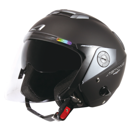 ASTONE RS 平光黑 素色 內墨片 3/4罩式帽款