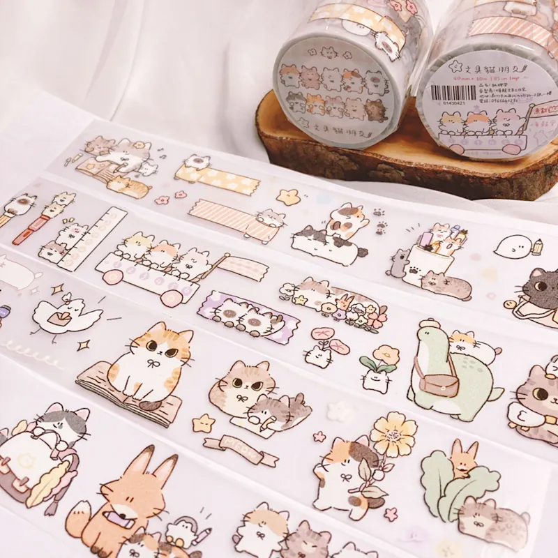 Highlight x Ubee PET Tape－Stationery Cat and Friends | **1 Cycle**