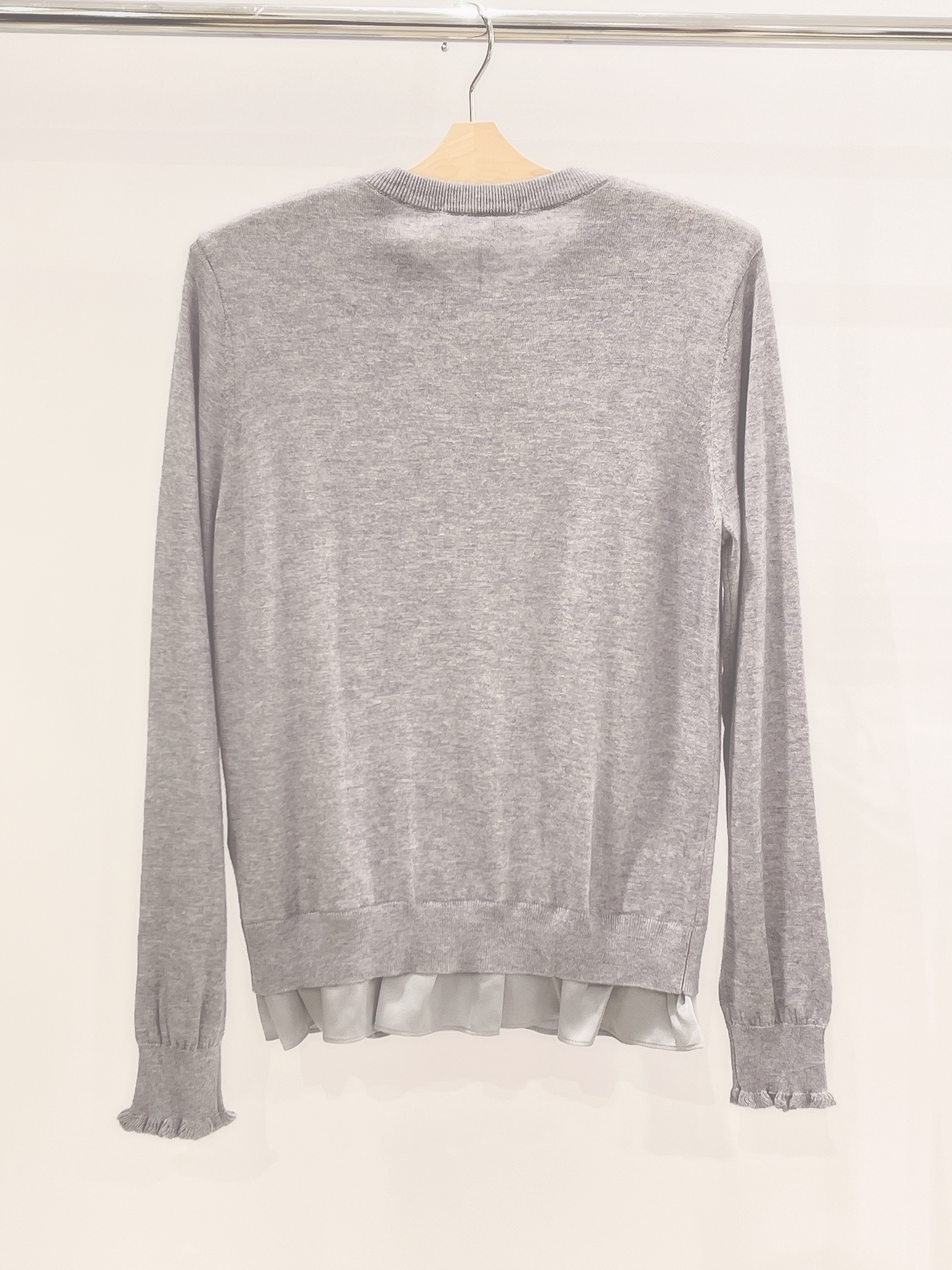 寶石釦荷葉邊針織外套