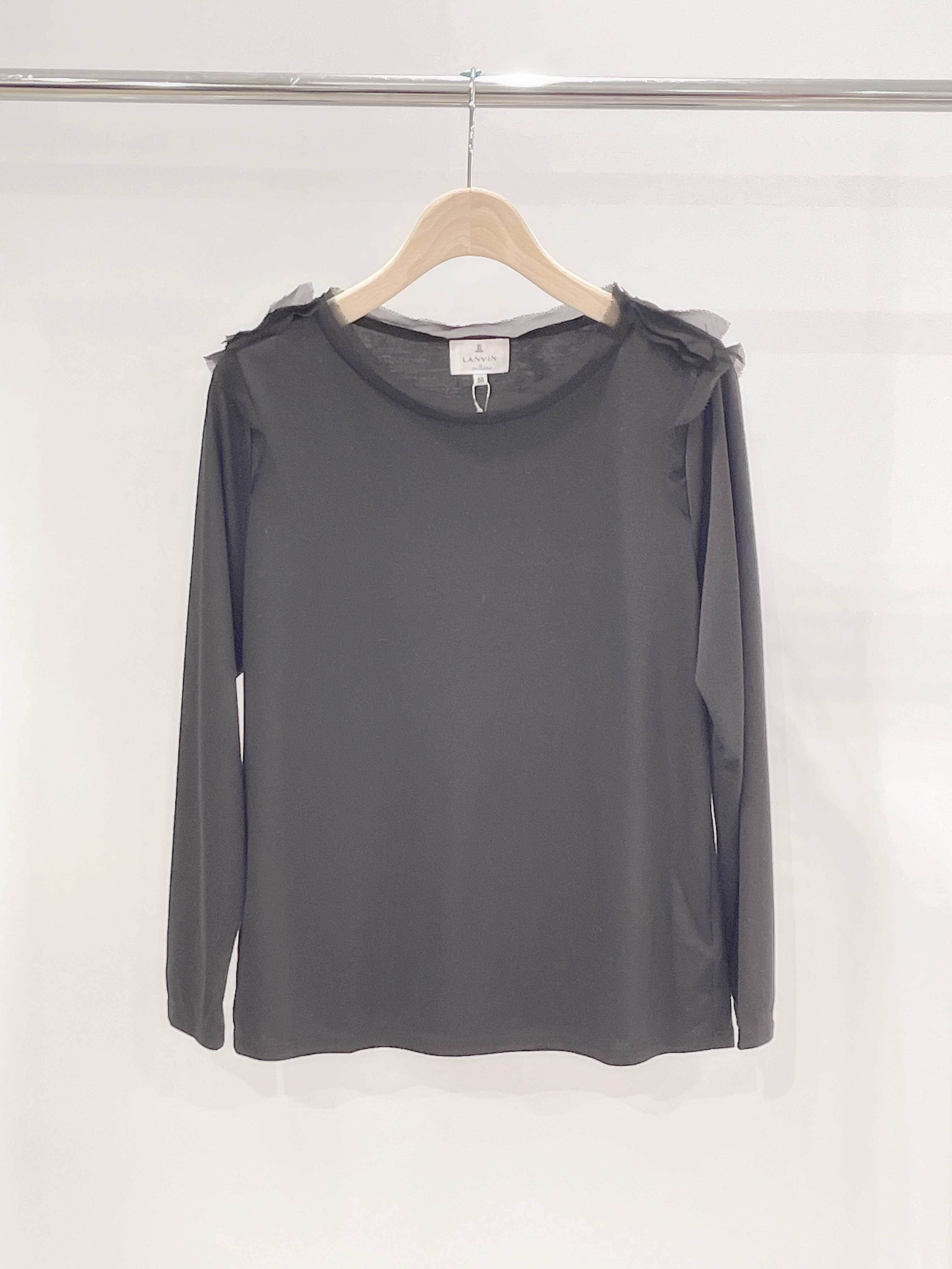 Lanvin領紗素色上衣