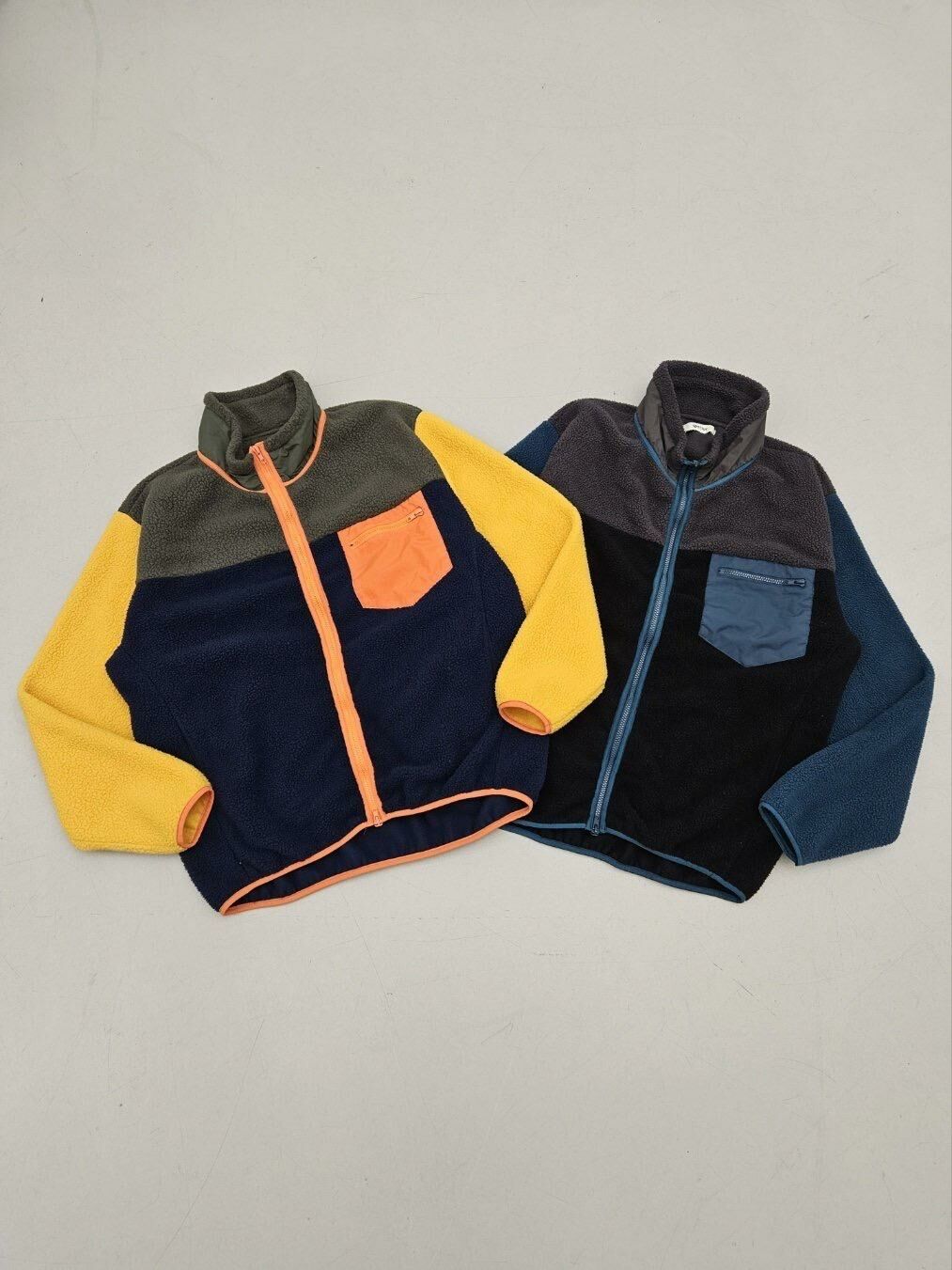 拼色企領拉鍊毛毛外套 SPECTOR-117JK