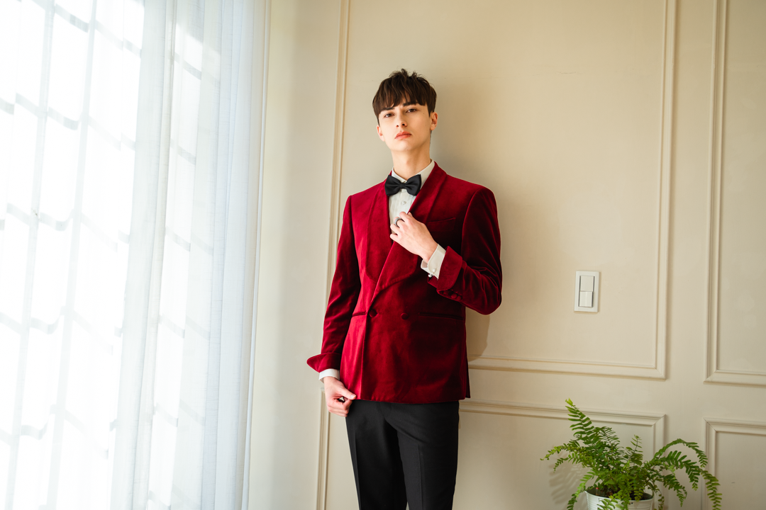 絲瓜領禮服外套 紅色