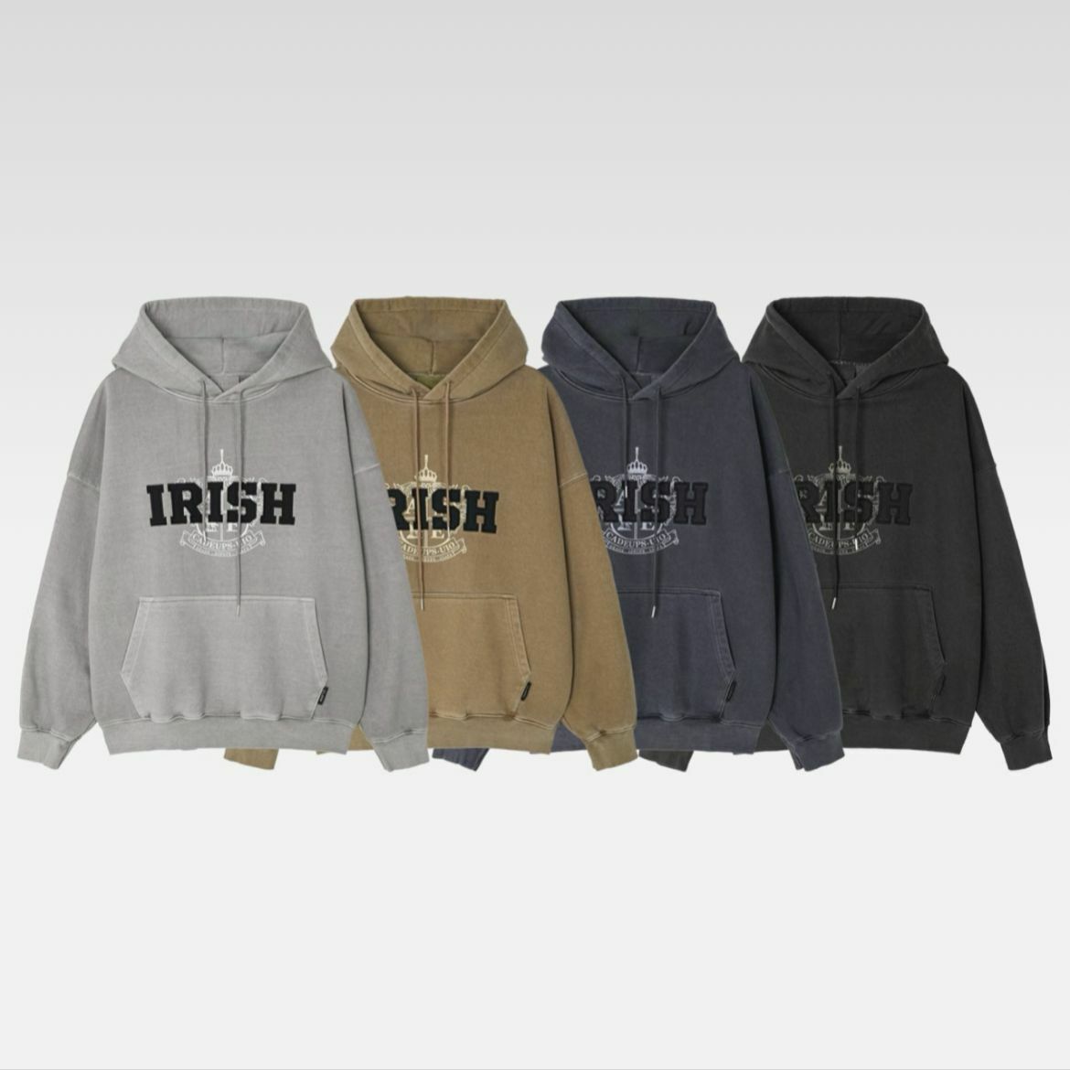 洗水英文字圖案連帽衛衣 Clear-045T