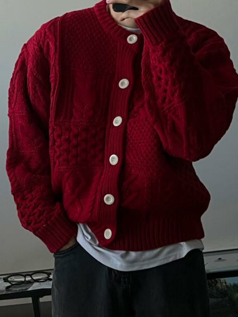 圓領暗紋開胸針織外套 JACKPOT-008JK