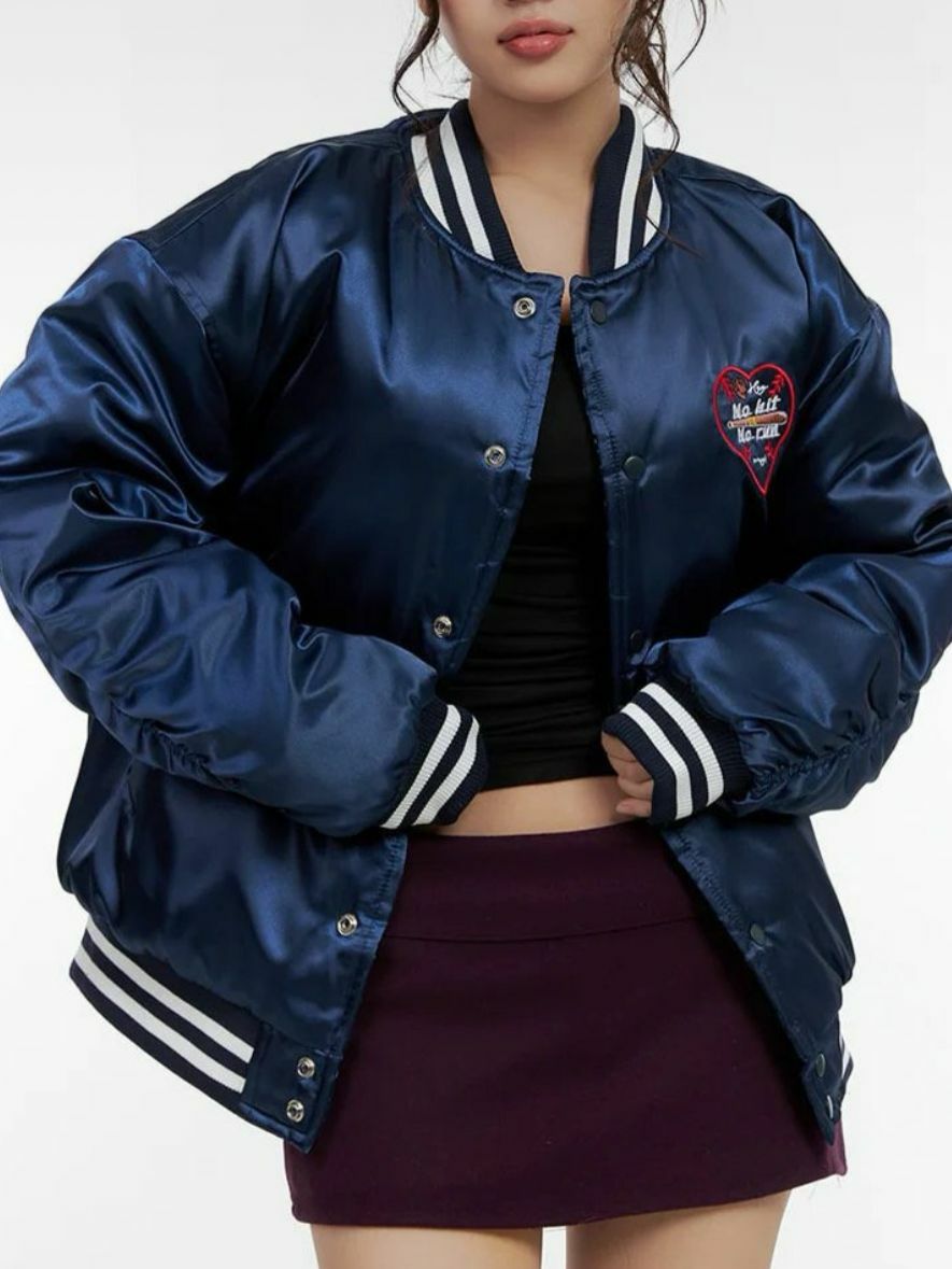 英文字圖案棒球褸(夾棉) EASY-050JK