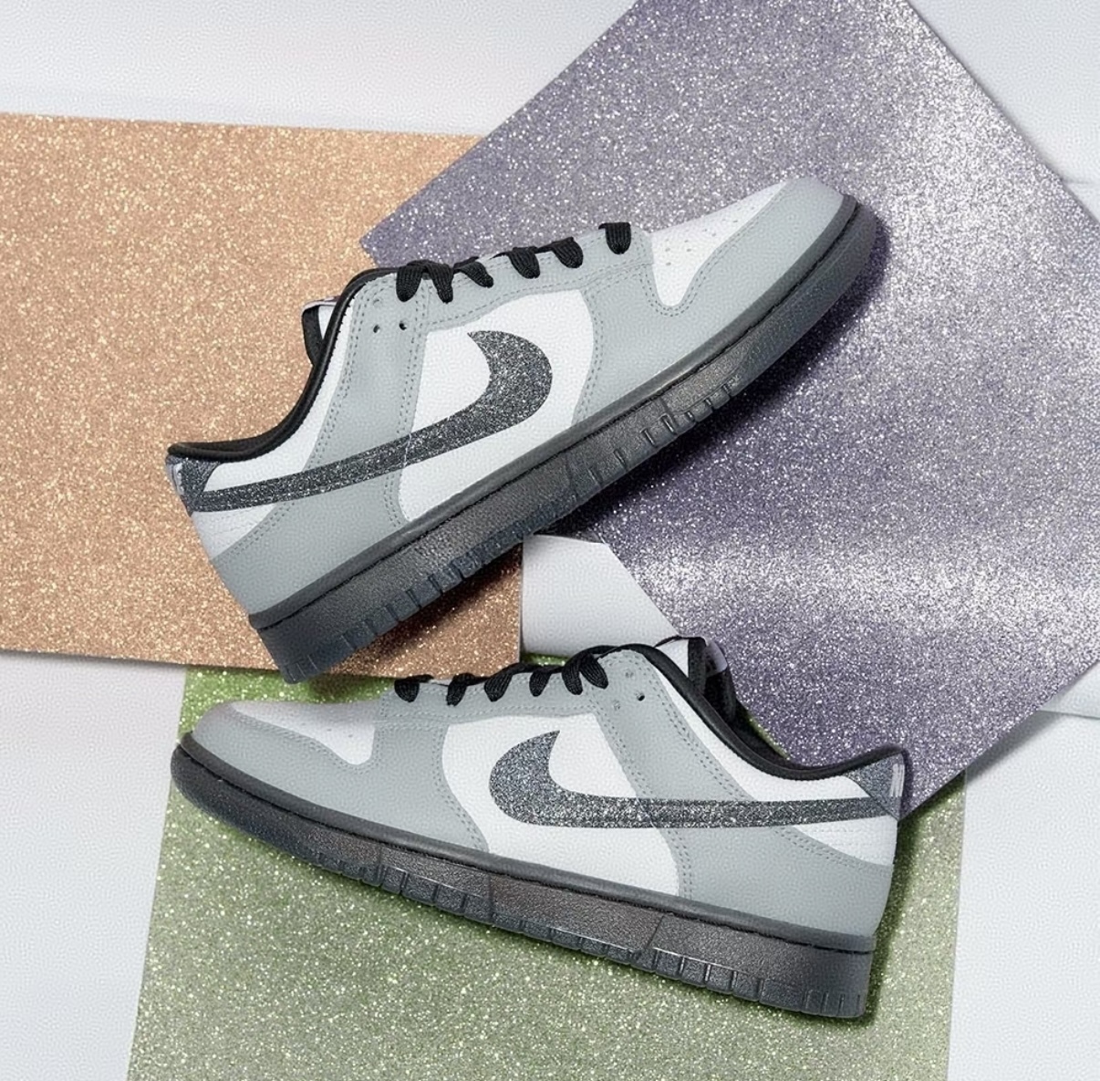 Nike Dunk Low 灰白水鑽 灰白色 皮革 水鑽勾 女款 HQ3462-191/預購