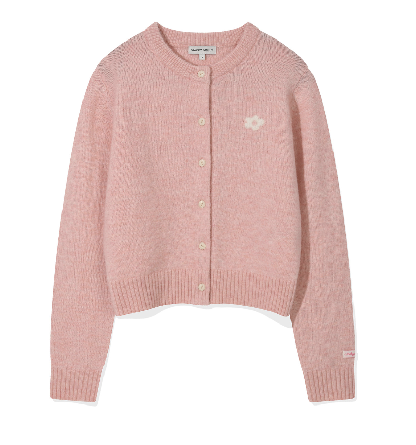 Wacky Willy Women's Hairy Round Neck Long Sleeve Cardigan Pink