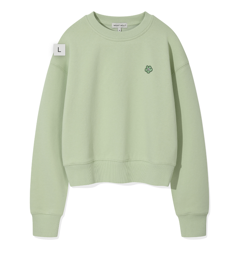 Wacky Willy Women's Lily Waffen Crop Man to Man Mint