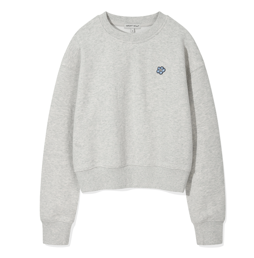 Wacky Willy Women's Lily Waffen Crop Man to Man Oatmeal