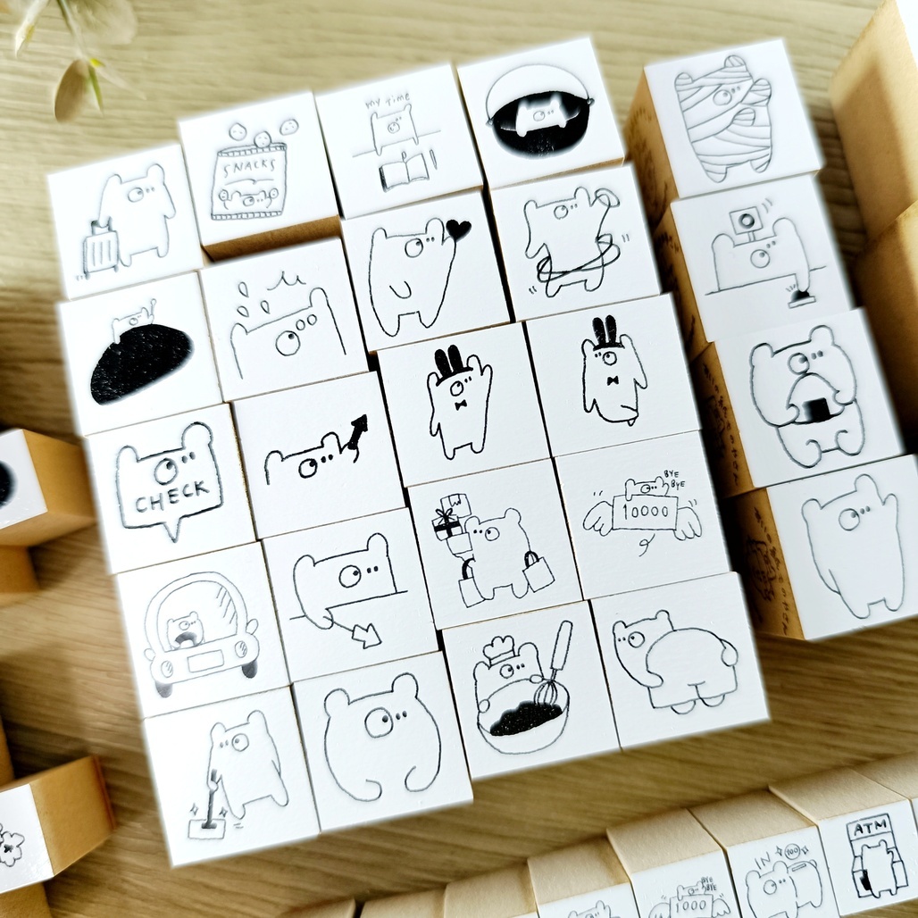 日本ainoあいの紙ものやさん  ．手帳木頭印章 S size 共24款