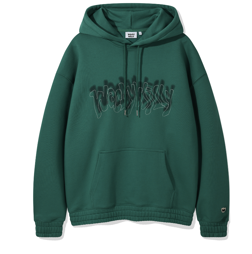 Wacky Willy Chainstitch Typo Hood Green