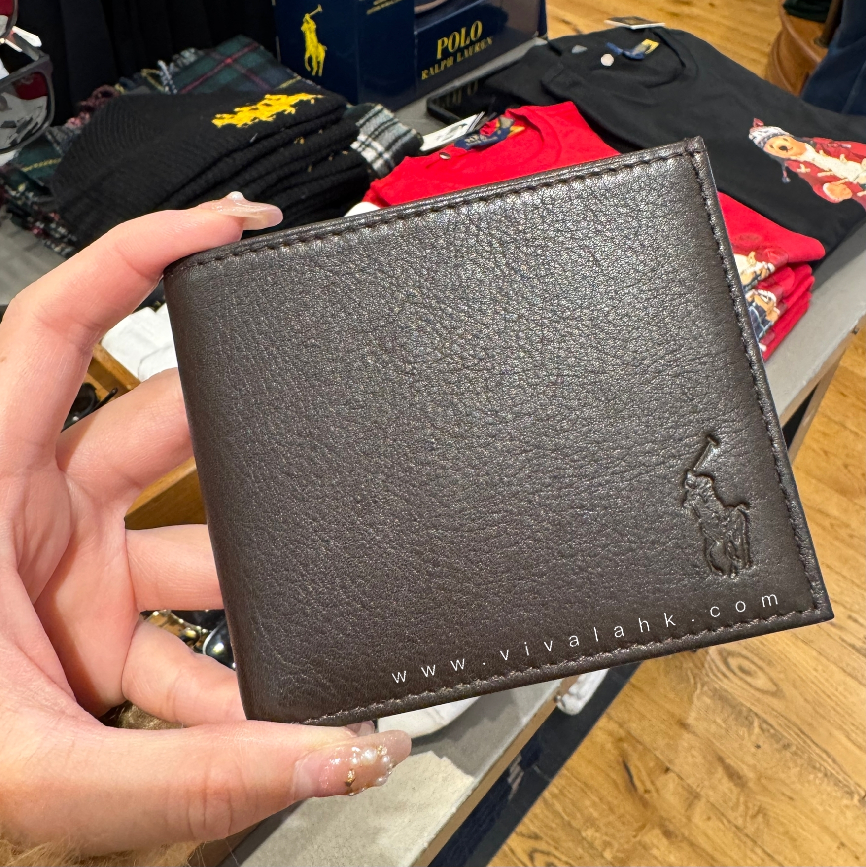 Polo Ralph Lauren - 男裝對摺短銀包 (荔枝皮)