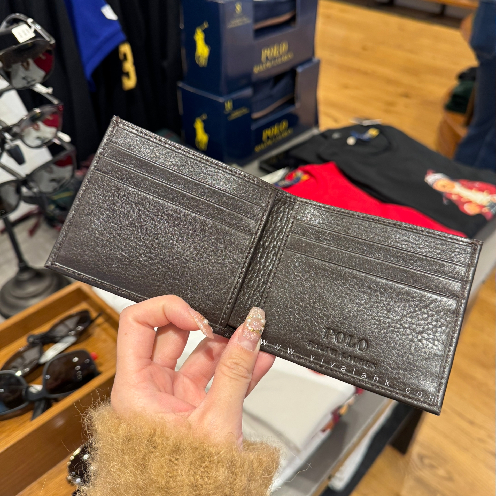 Polo Ralph Lauren - 男裝對摺短銀包 (荔枝皮)