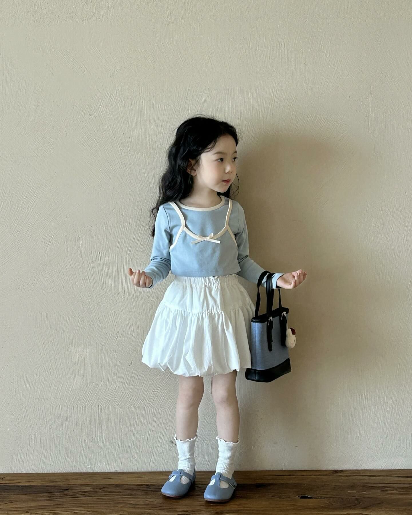 春日假兩件上衣/鬆緊花苞裙