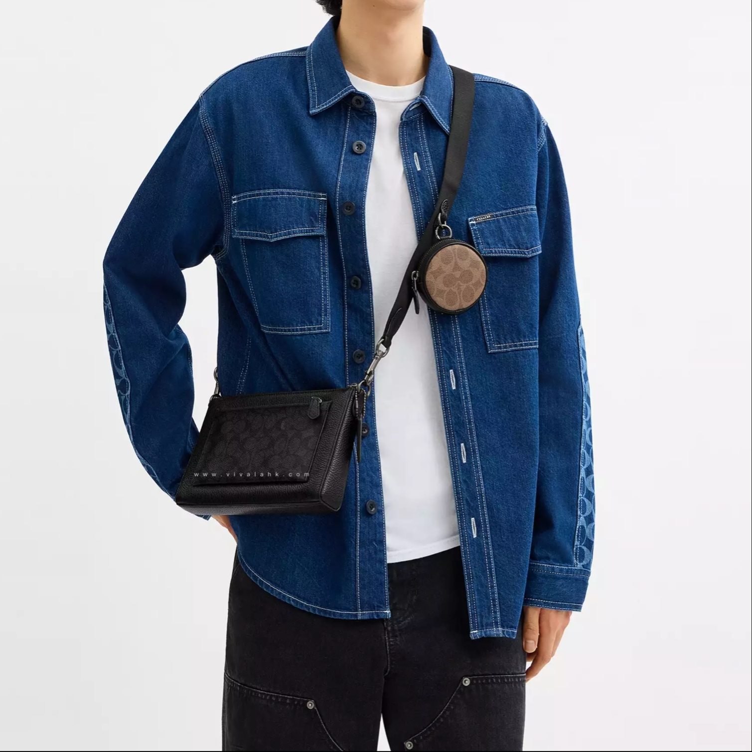 Coach - Holden 2合1 散子包+斜孭袋 (C字暗花) (CW372)