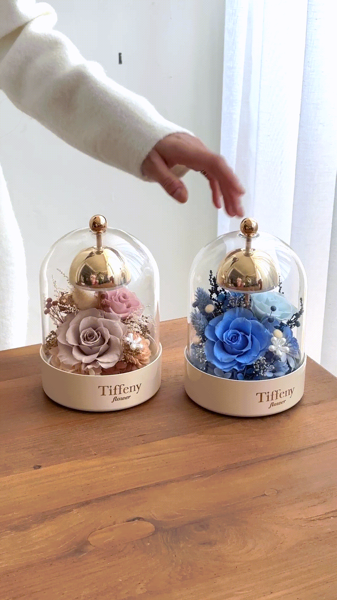 心跳夜燈 永生花玻璃罩 / M /