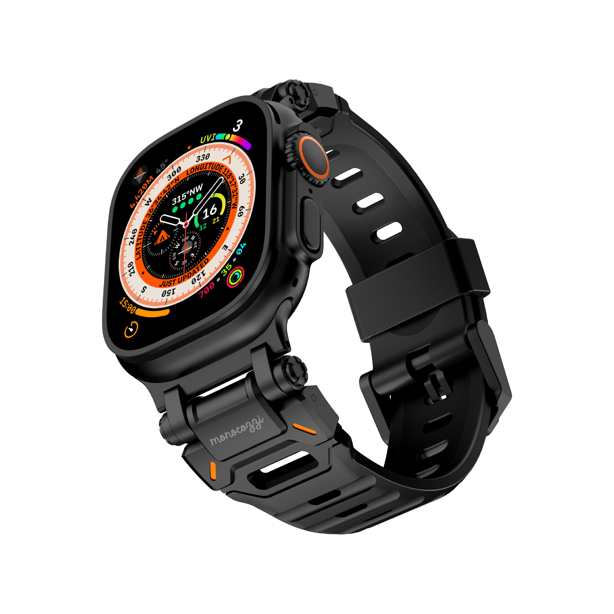 ESSENTIALS | Robust FKM Rubber Strap for Apple Watch 44/45/46/49mm - Black