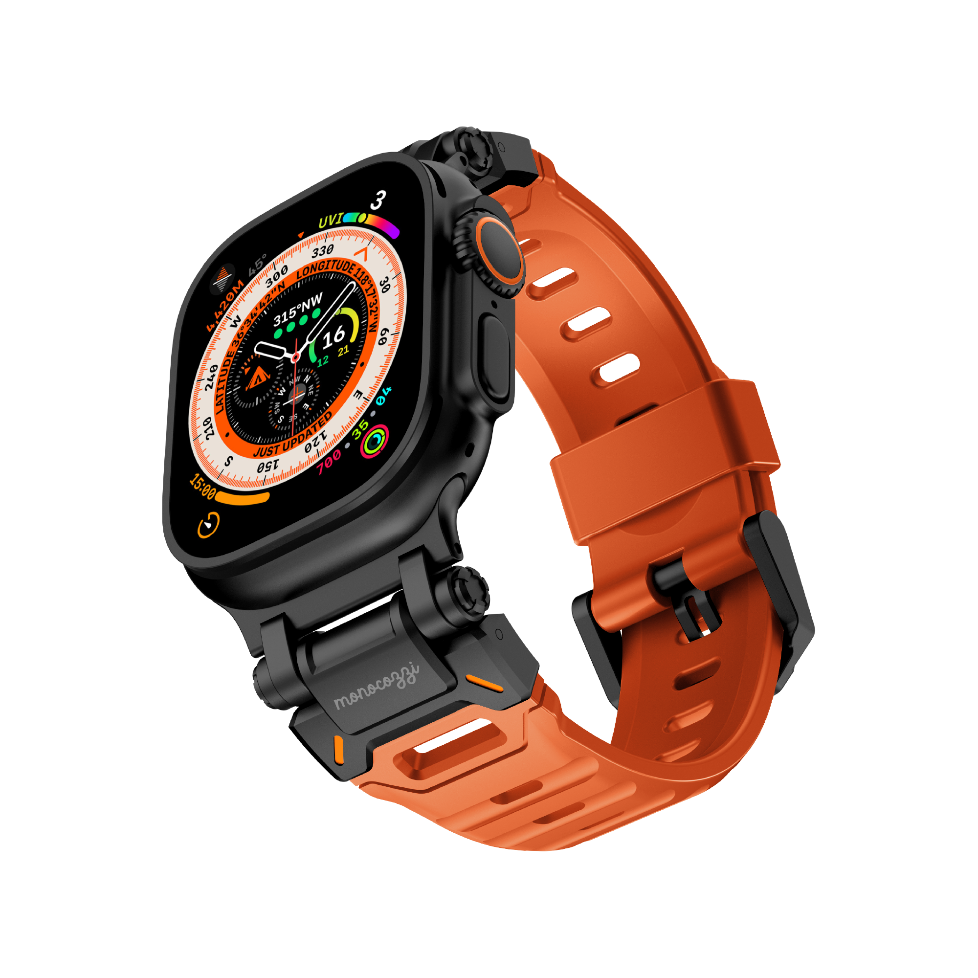 ESSENTIALS | Robust FKM Rubber Strap for Apple Watch 44/45/46/49mm - Orange